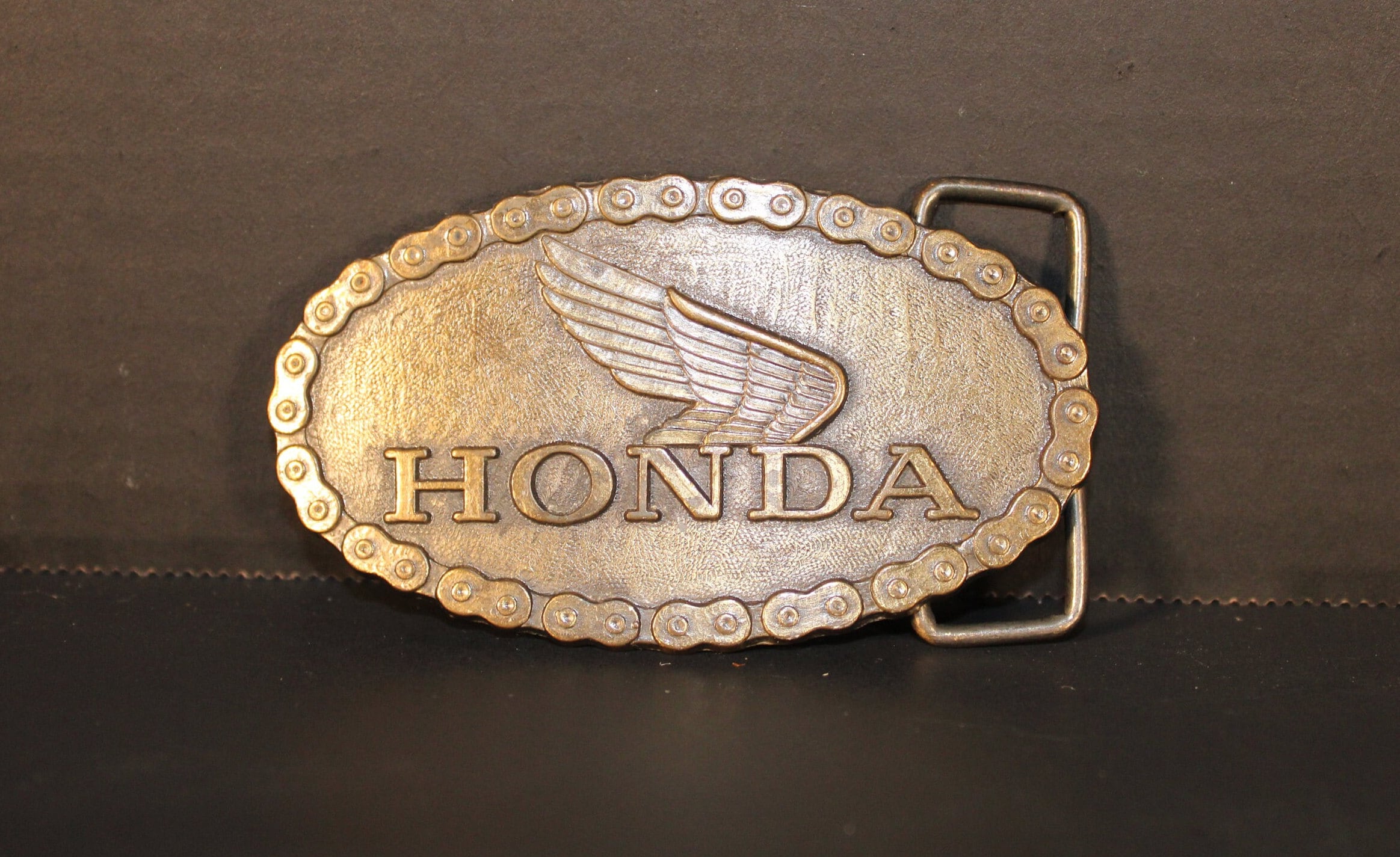 1970s Honda Belt Buckle Motorcycle Chain Style Brass Vintage Dirt