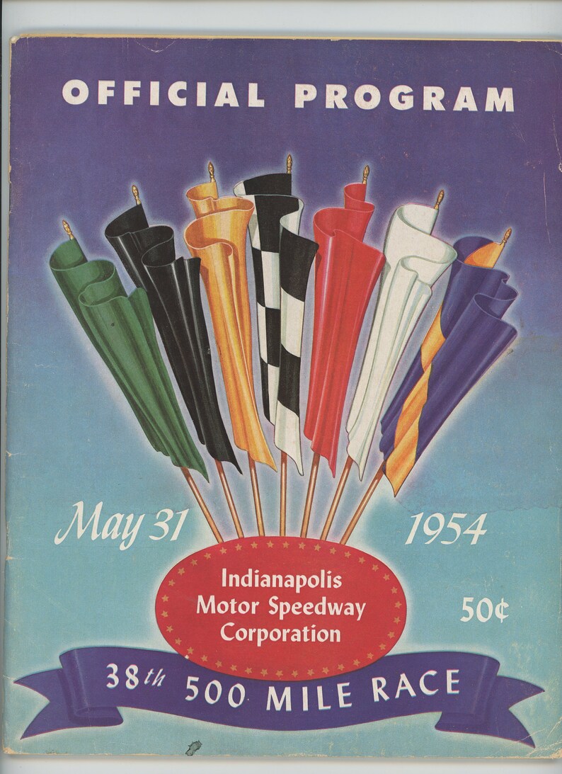 1954 Indy 500 Race Program Rare Indianapolis Racing Programs, Bill