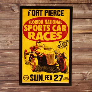 1950s Florida Auto Racing Poster: Vintage Nash Lemans, Framed Art