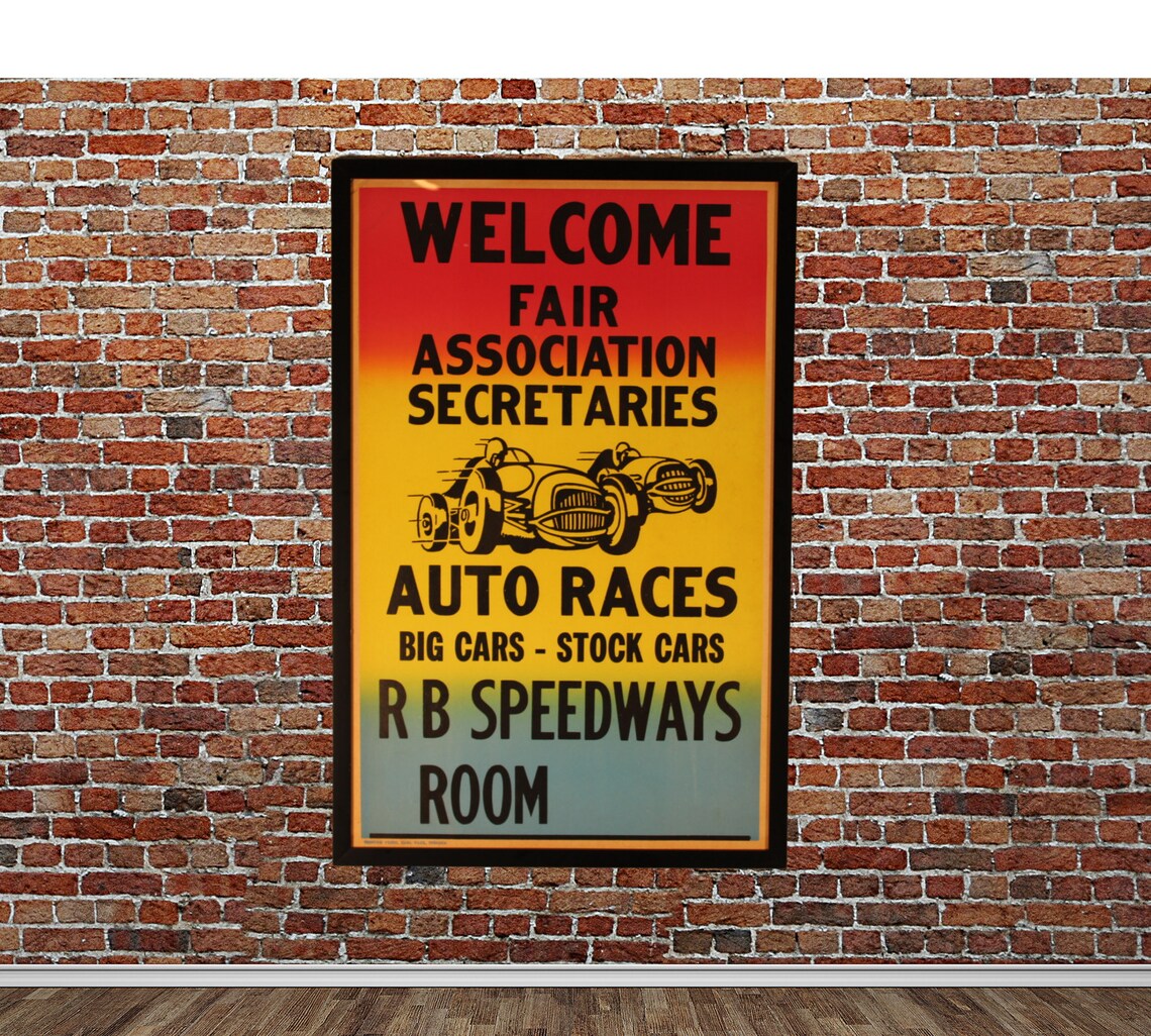 1960s RB Motor Speedway Auto Racing 14X22 Framed Poster! Vintage Big ...