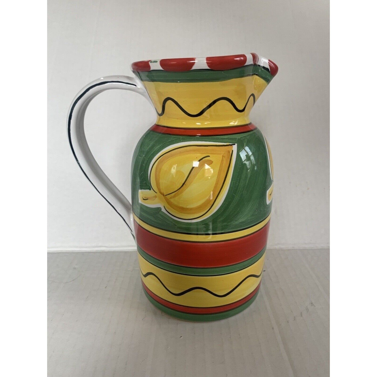 Vintage Italian Deruta Hand Painted Art Pottery Jug Pitcher Decanter ...