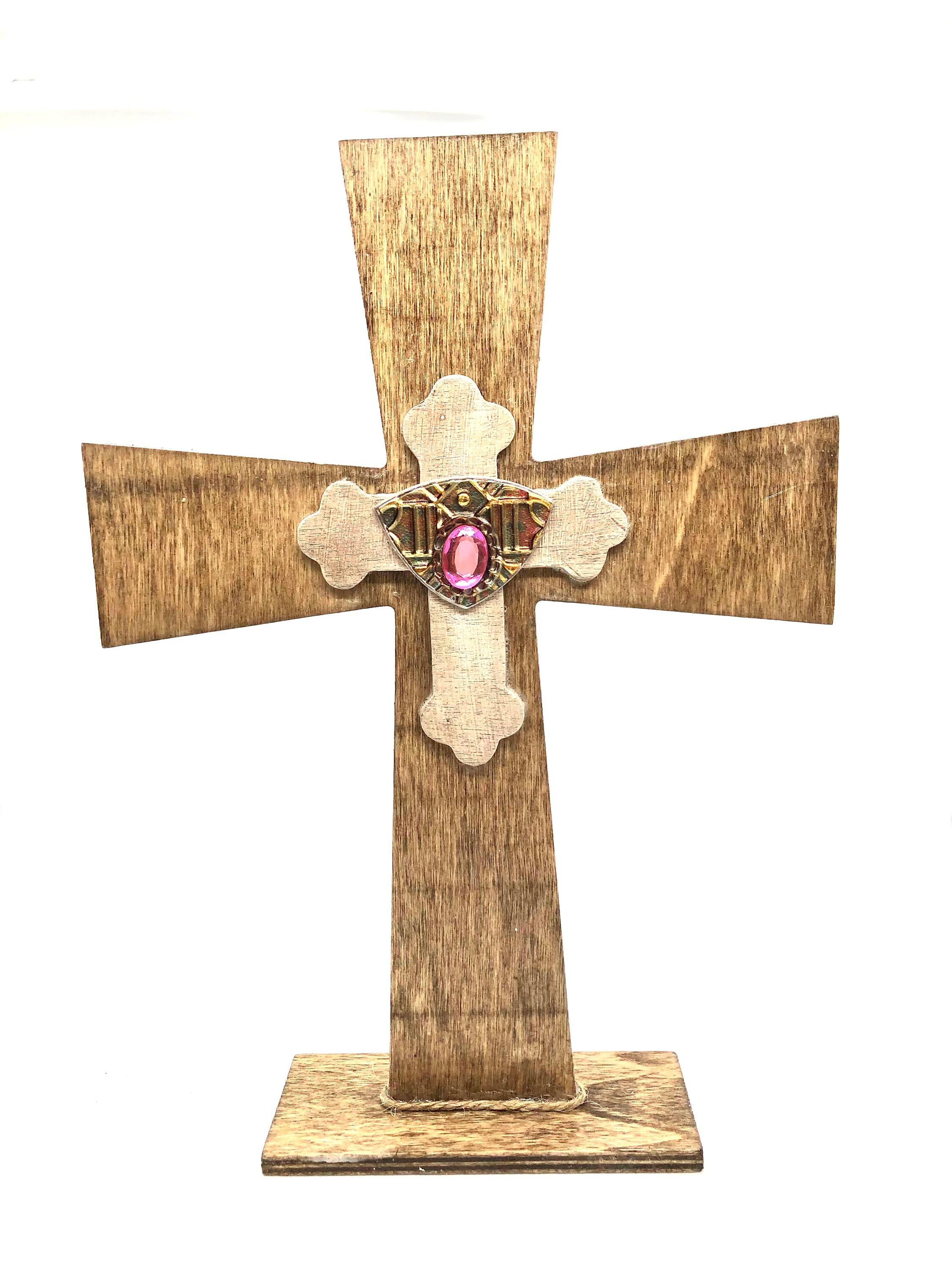 Wooden Handmade Stained Standup Cross Table Crosses Etsy