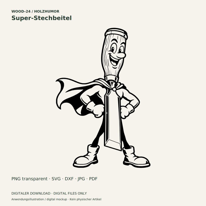 Chisel Superhero Cartoon – SVG PNG DXF, Funny Engraving and Print Files ...