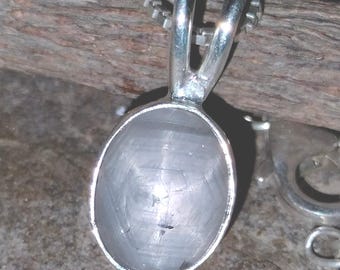 Gecertificeerde stersaffierketting, natuurlijke cabochon-stersaffierhanger, 92,5 sterlingzilver, edelsteengrootte: 10 x 8 mm