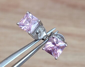 Pink Cubic Zirconia Studs, 92.5 Sterling Silver