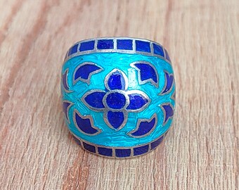Enamel Silver Ring - Etsy