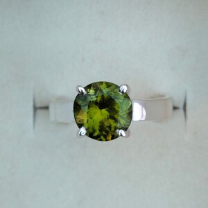 Bague en argent péridot certifié, bague en argent péridot naturel, bague en argent sterling 92,5.