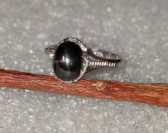 Cabochon Black Star Ring: 925 Sterling Silver Gemstone Ring - Etsy