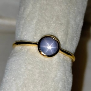 Certified KASHMIR  Sapphire 0.95 Carat Natural Star Sapphire Gold Ring, Hallmarking Stamp 14K Genuine Real Star Sapphire Ring