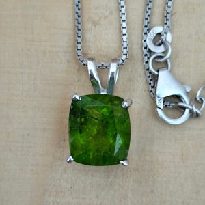 Certified Peridot Necklace, Natural Real Peridot Silver Pendant, 92.5 Sterling Silver,