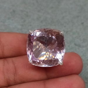 Handmade 43.60 Carat Pink Amethyst Ring: 925 Sterling Silver
