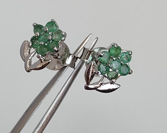Pendientes de esmeralda genuinos en plata de ley maciza 92,5.