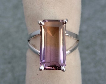 Handgefertigter 7.40 Karat Ametrin-Ring: 925er Sterlingsilber