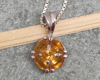 Natural Minimalist Citrine Silver Pendant, 92.5 Sterling Silver Pendant, Handmade Citrine Gemstone Silver Pendant, Citrine Jewelry