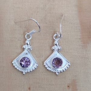 Gift Earrings Amethyst Earrings, 92.5 Sterling Silver Earrings, Handcrafted Amethyst Earrings, Boho Amethyst Earrings, Gift for Her