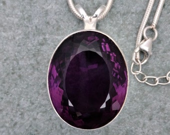 Certified Huge 42.85 Carat Amethyst  Necklace AAA Quality Natural Deep Amethyst Pendant, 92.5 Sterling Silver Pendant, Himalayan Amethyst