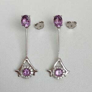 Natural Amethyst Earrings in Solid 92.5 Sterling Silver Amethyst Drop Dangles Earrings Handmade Earrings