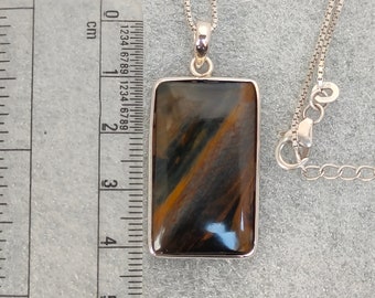 Handmade Pietersite Silver Pendant: 925 Sterling Silver Cabochon