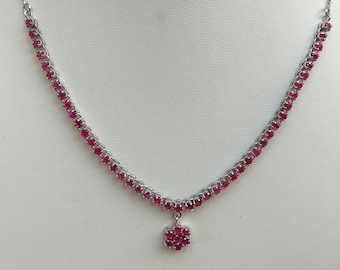 Minimalist Ruby Necklace Set: Handmade 925 Sterling Silver Jewelry