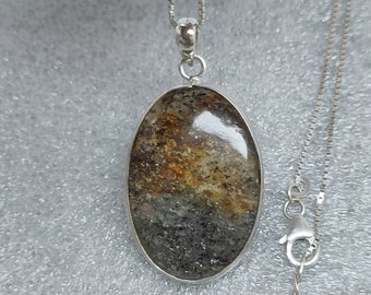 Agate pendant, Natural Dendritic Agate Gemstone Size- 35 X 25 MM Pendant, 92.5 Sterling Silver Pendant, Large Vintage Agate Pendant