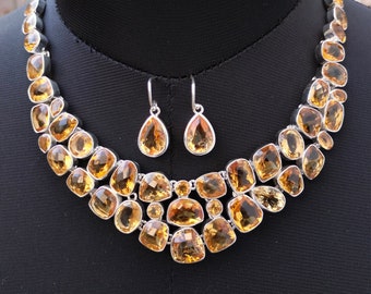 Ensemble de colliers faits main en argent sterling 925 avec citrine naturelle