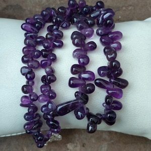 Handmade Amethyst Beads Necklace: 925 Sterling Silver Chain