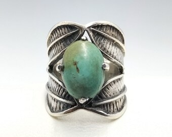 Handmade Sterling Silver Turquoise Ring: Tibetan Design