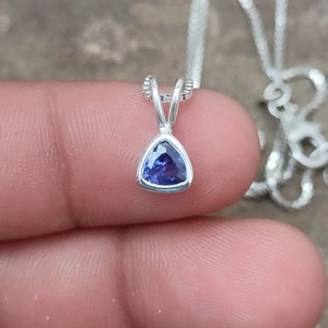 Minimalist Pendant 0.65 Carat Natural Tanzanite Pendant, 92.5 Sterling Silver Pendant, Minimalist Pendant, Triangle Tanzanite Pendant,