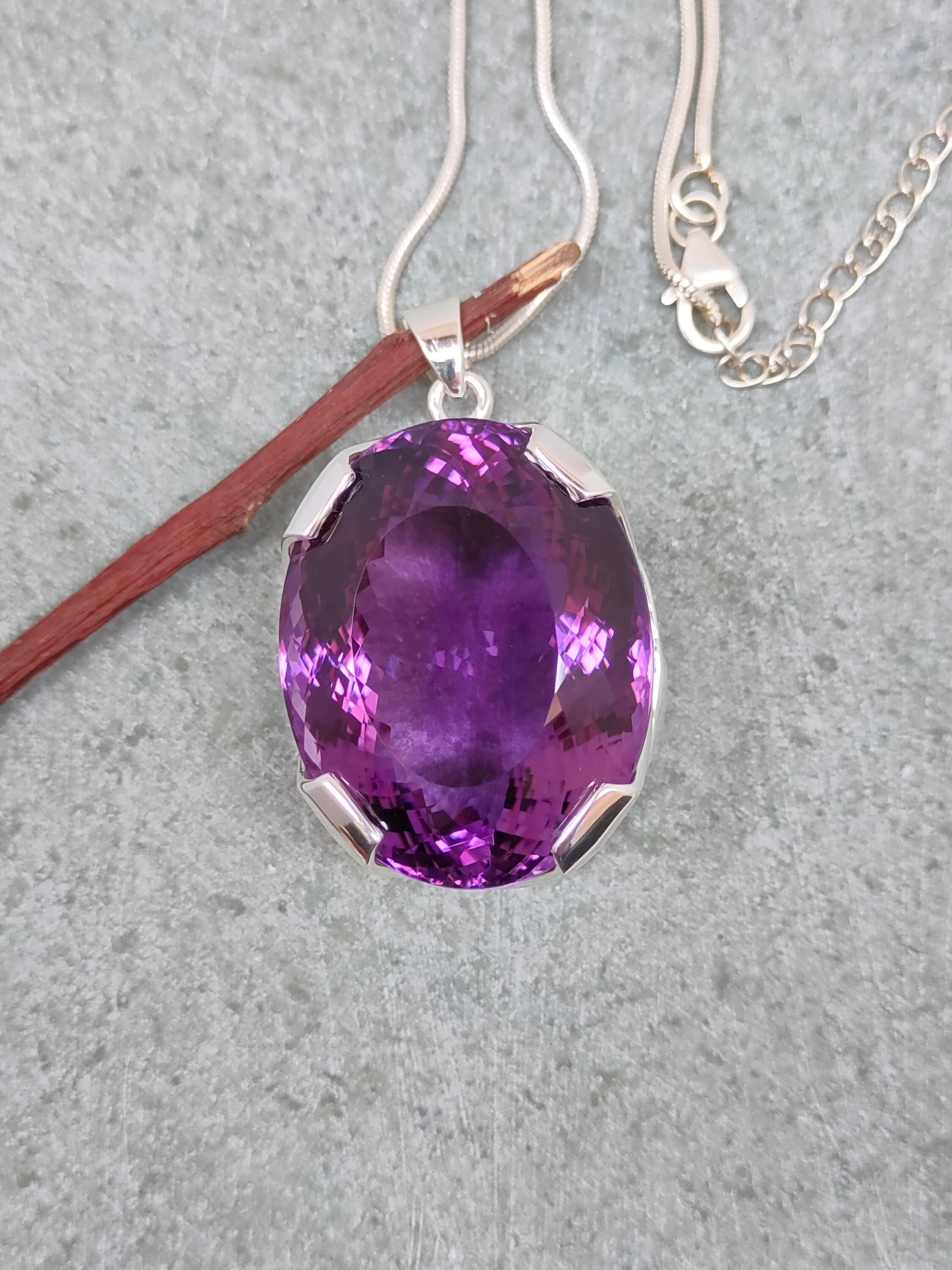 Certified Very Large 109.00 Carat, Natural Amethyst Pendant