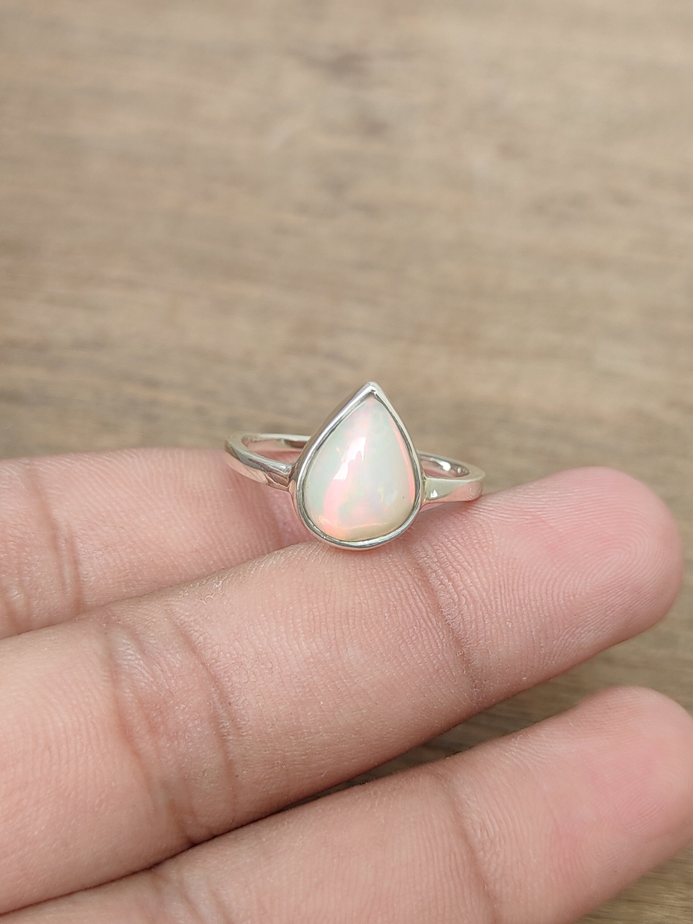 Large Natural Opal Ring in Solid 92.5 Sterling Silver | Etsy