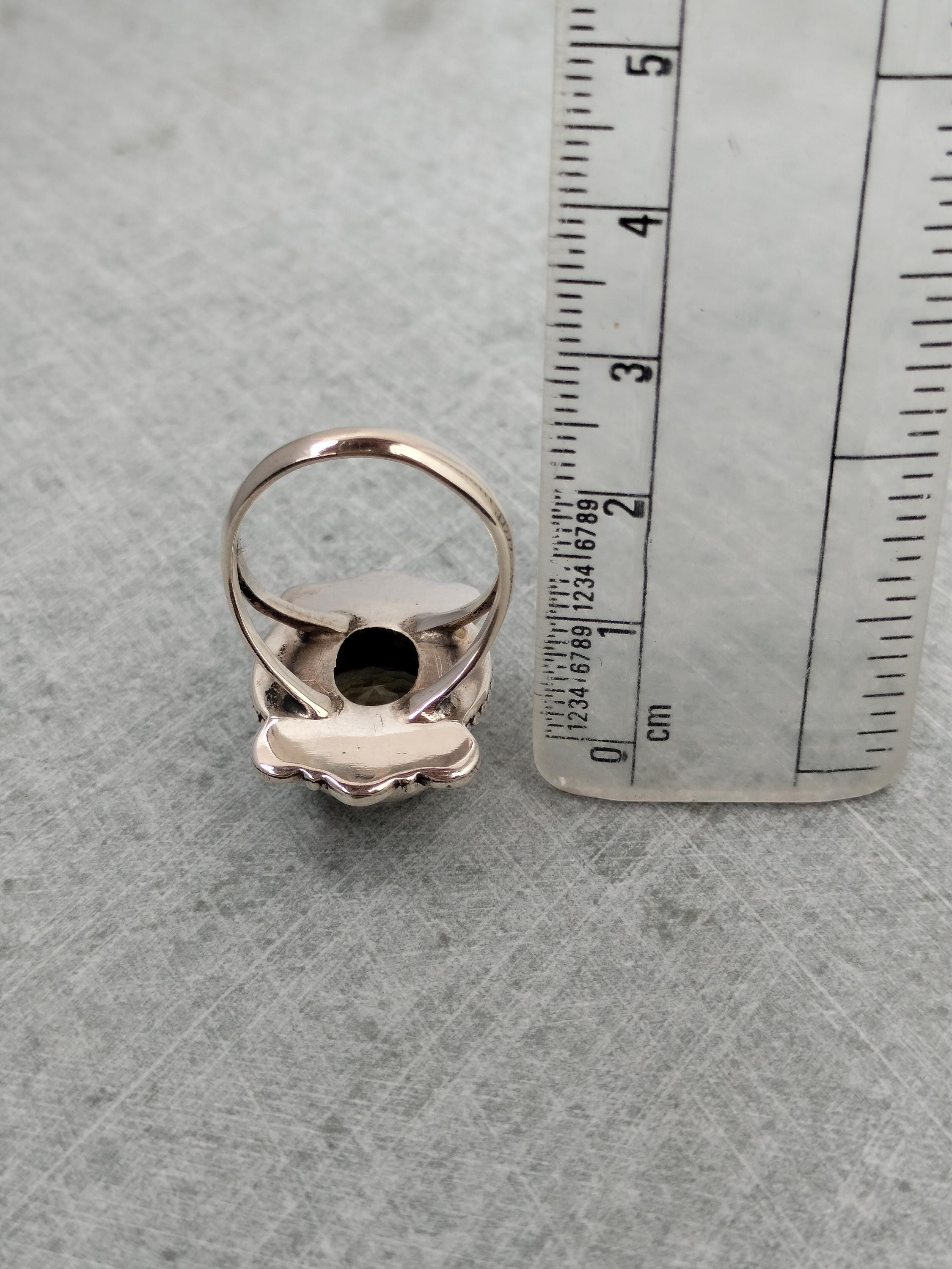 ヴィンテージ スターリングシルバー シトリンリング：ハンドメイド