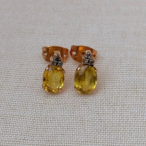 Certified Natural Yellow Sapphire Studs, Hallmarking 14k Gold Studs,