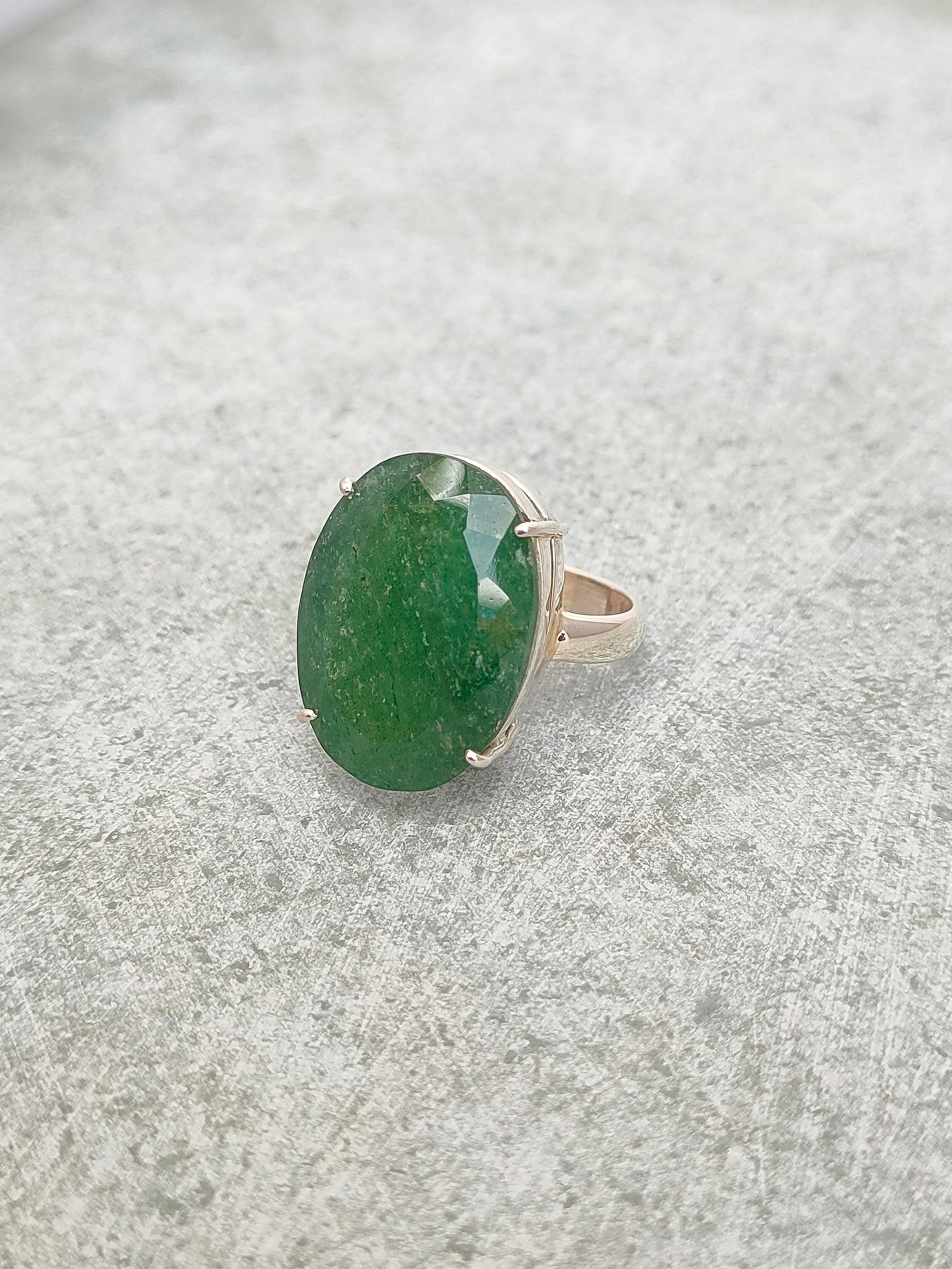 Large Natural Green Aventurine Ring Size 24 X 17 MM Ring in Etsy UK
