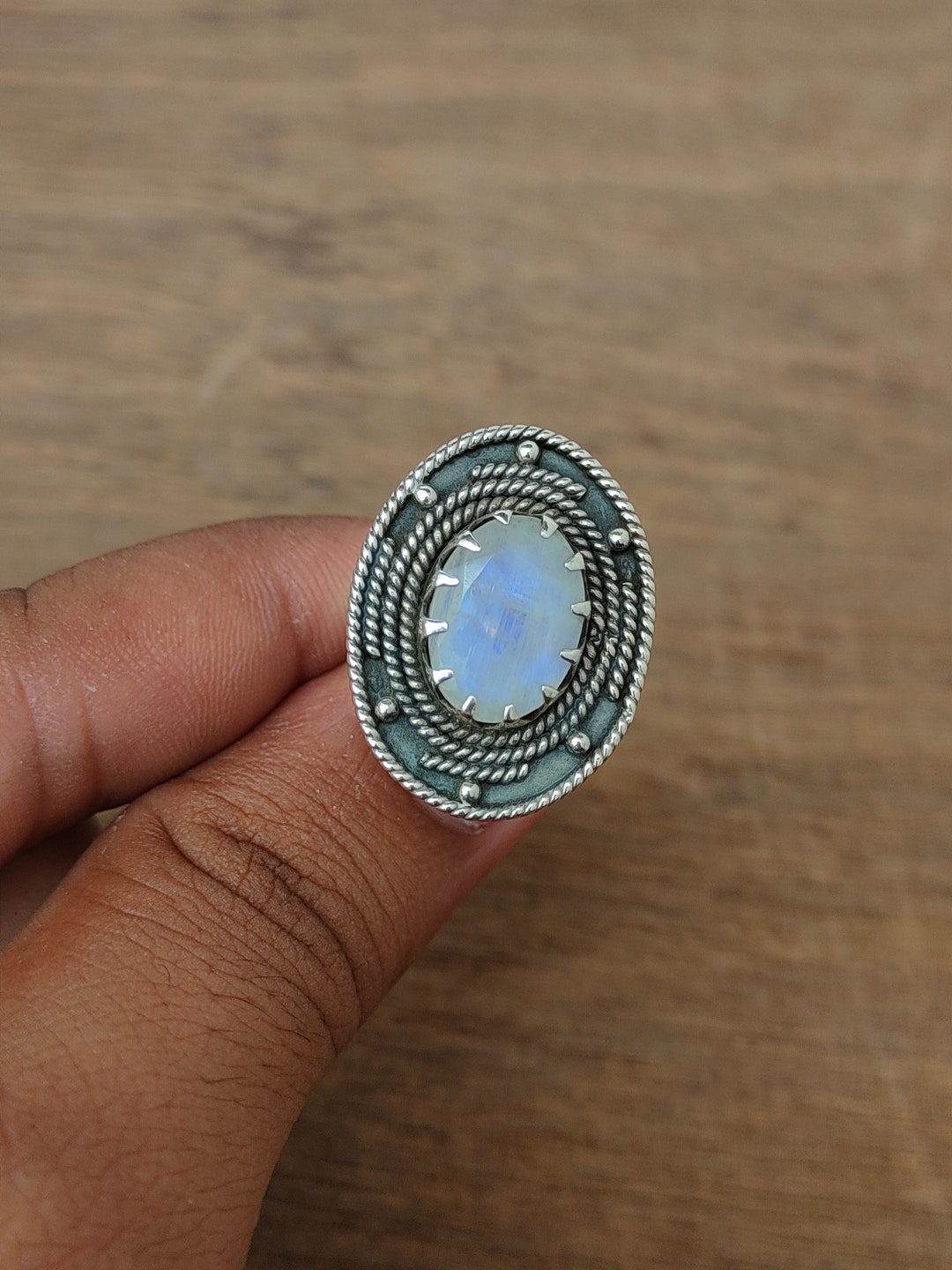 92.5 スターリングシルバーの大きなトライバル レインボー ムーン