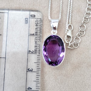 Certified Amethyst Necklace 9.85 Carats Genuine Amethyst Necklace,  Natural Amethyst Pendant, 92.5 Sterling Silver Pendant.