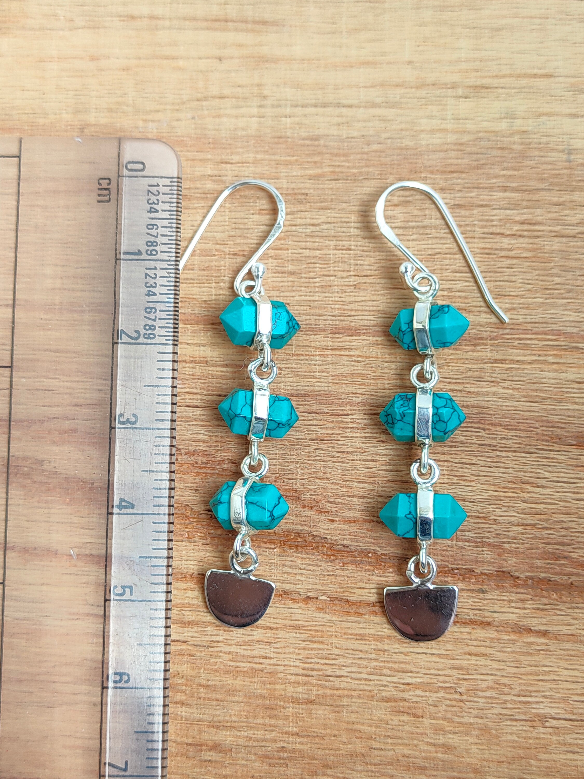 Turquoise Earrings in Solid 92.5 Sterling Silver Hallmark Etsy