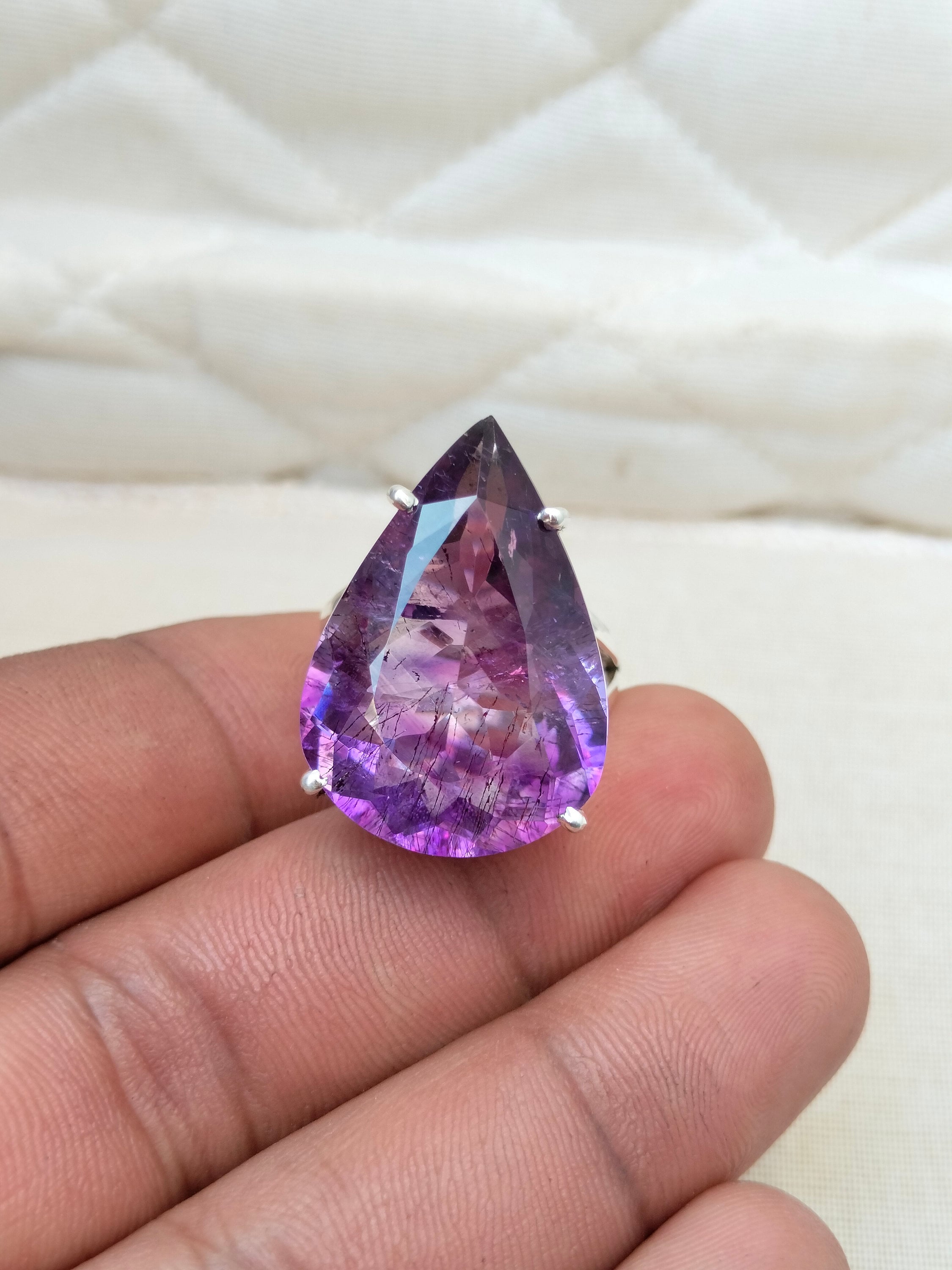 認定天然カコクセナイトアメジストリング、スーパーセブンリング、92.5