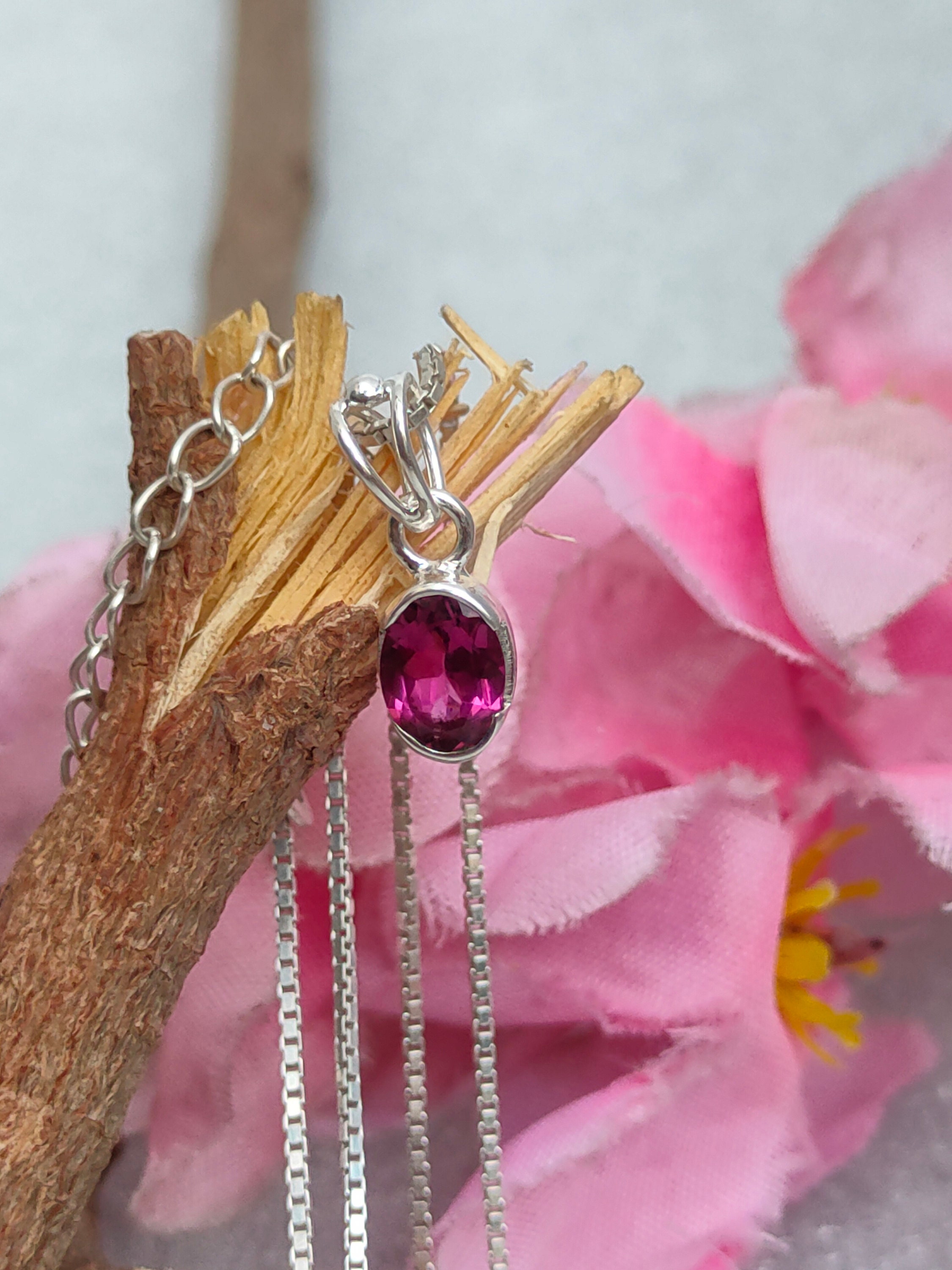 ピンクトルマリンシルバーペンダント：ハンドメイド925スターリング