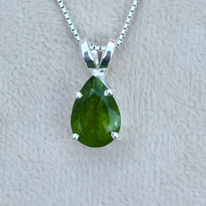 Certified Genuine Peridot Necklace, Natural Peridot 92.5 Sterling Silver Pendant,