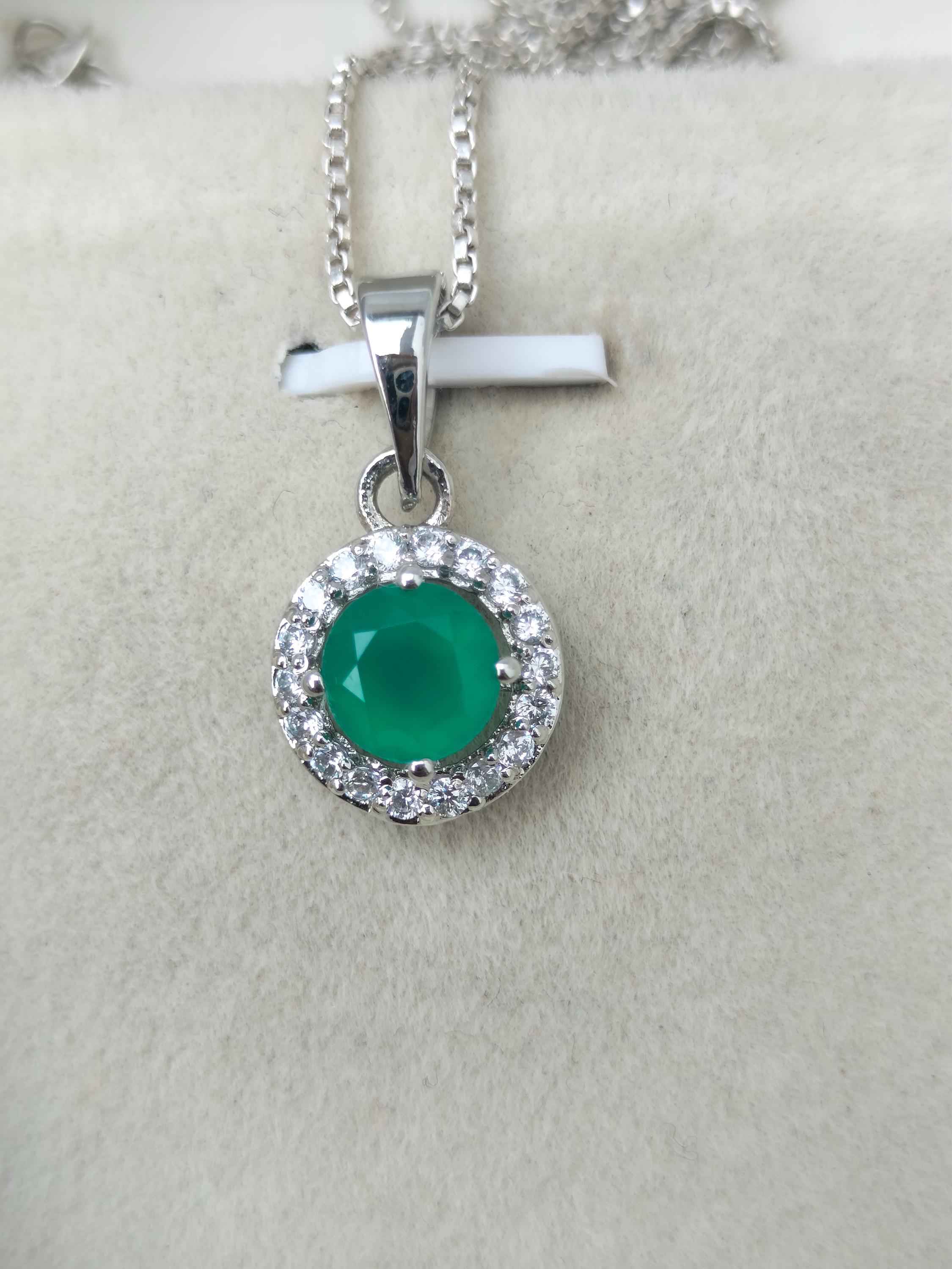 Collana Con Pietre Preziose Di Quarzo Verde (Argento Collana Con Pietre Preziose Di Quarzo Verde (Argento