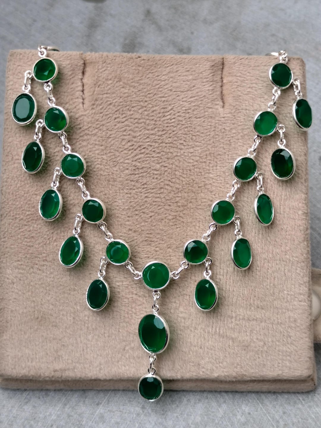 最終価格❗️アンティーク　 グリーンオニキス ネックレス ドロップグリーンオニキスネックレス | neutraltones