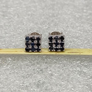 Pendientes de zafiro azul natural auténtico, pendientes de zafiro minimalistas, pendientes de plata de ley 92,5, pendientes de zafiro delicados, joyas de zafiro