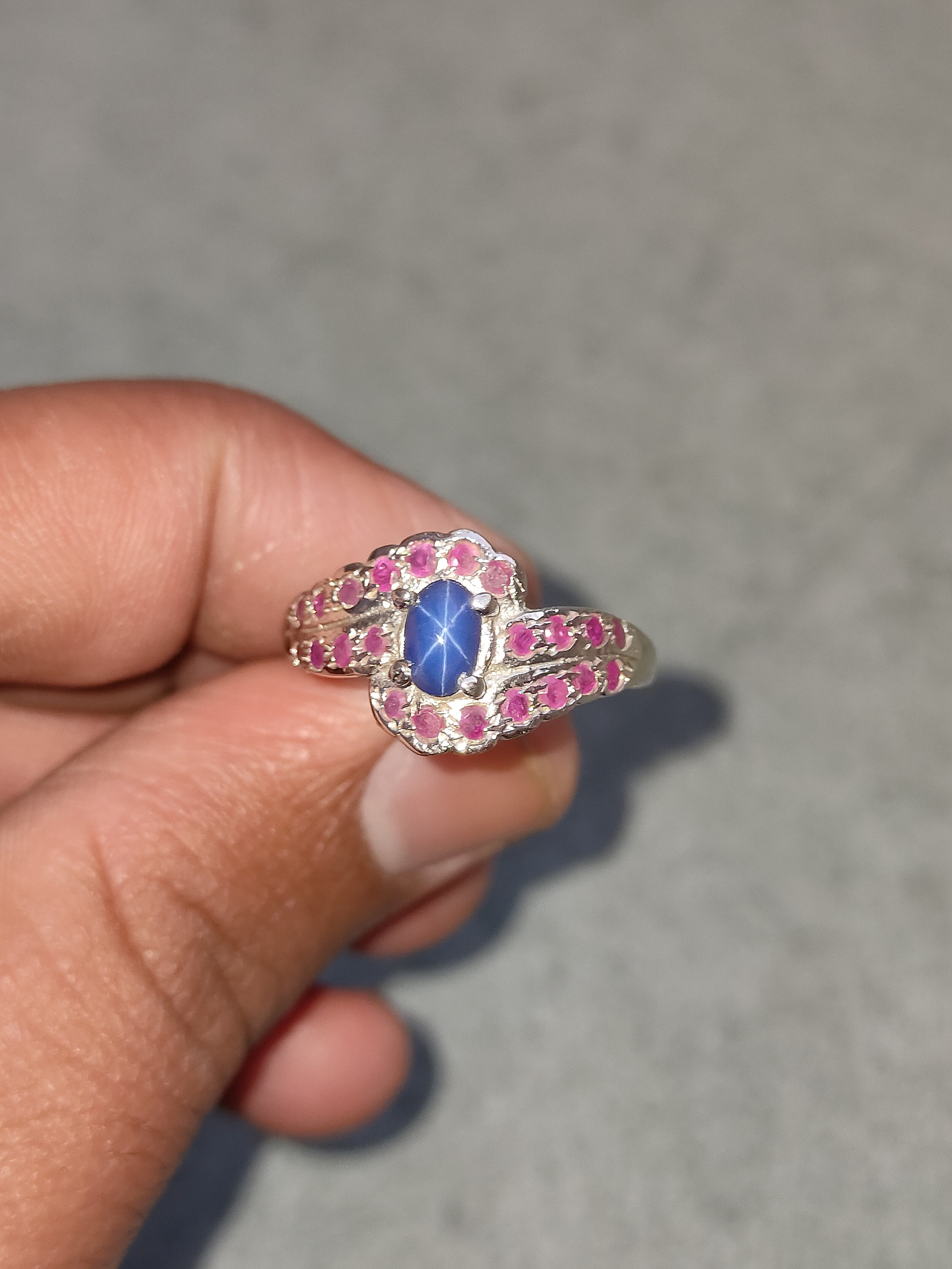 Natural Ruby Ring Star Sapphire 92.5 Sterling Silver Hallmark | Etsy
