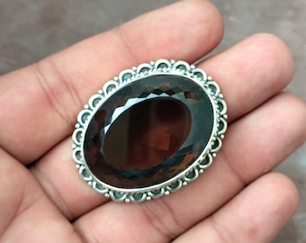 Oval 71.10 Carat Smoky Quartz Sterling Silver Ring