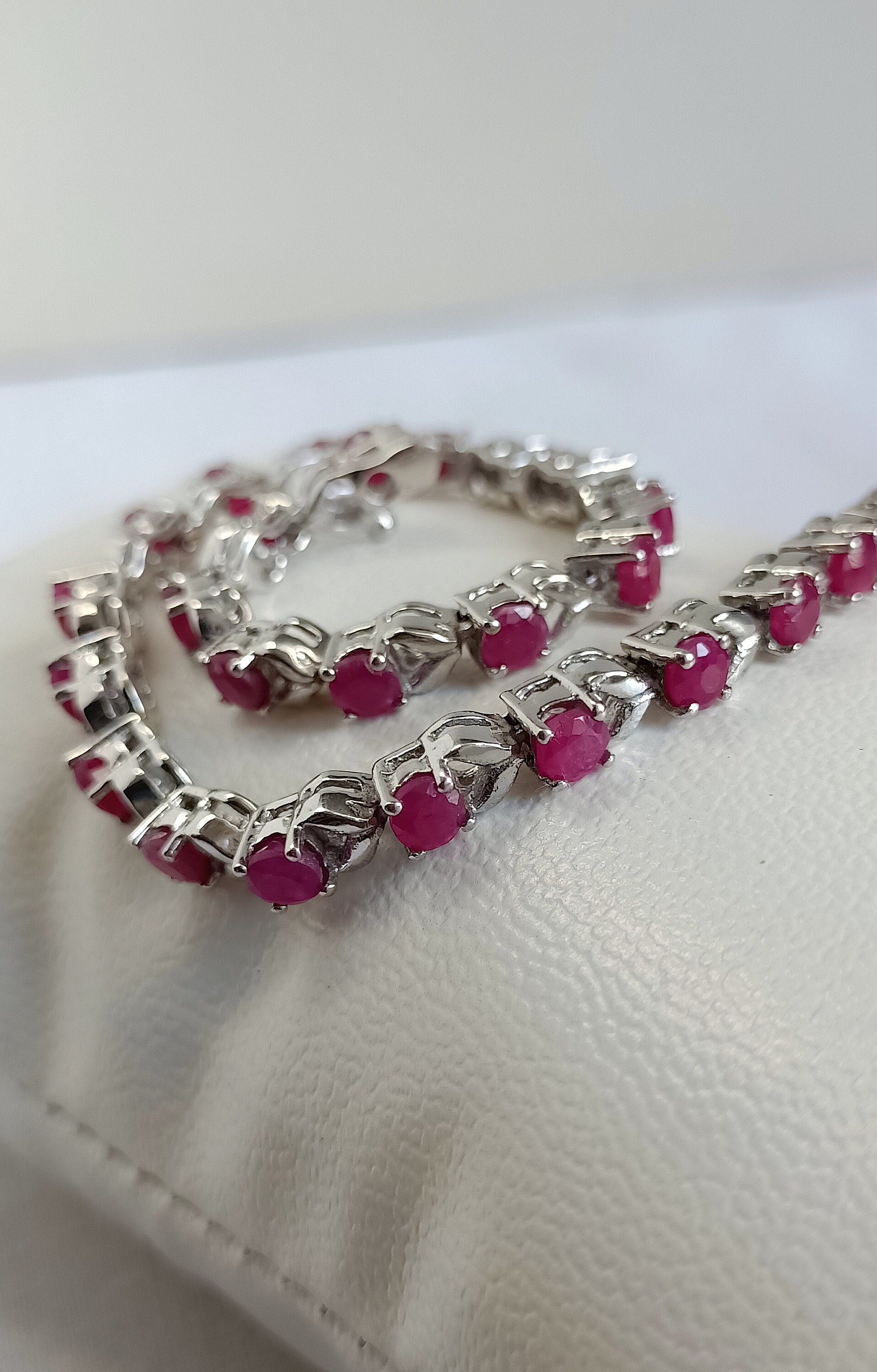 Natural Ruby Bracelet 92.5 Sterling Silver Handmade Round Etsy