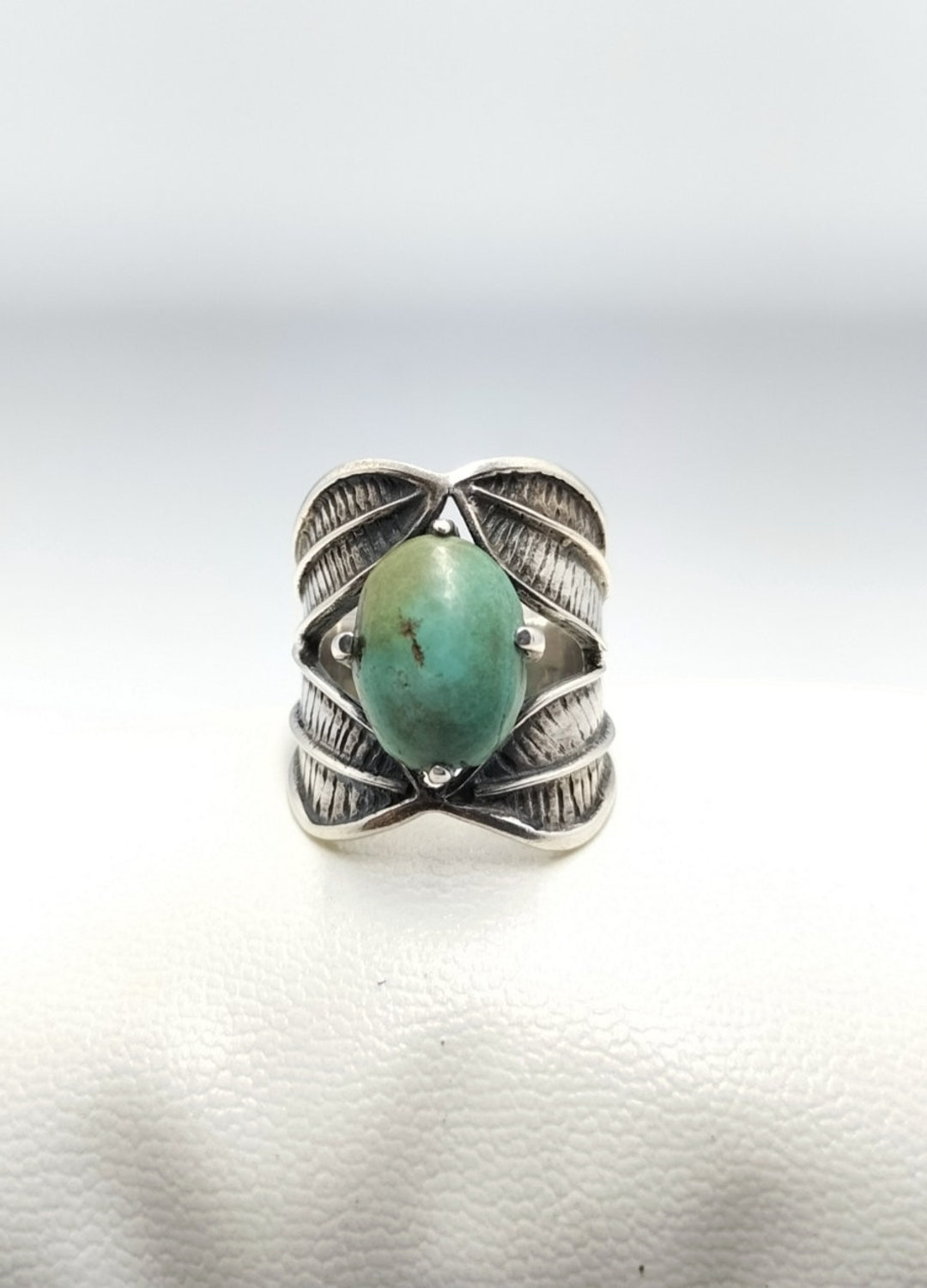 Bague Argent 925 Et Turquoise Naturelle - Taille 59 (US 9) - Neuve Sans Emballage - Style Tibétain