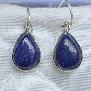 Natural Lapis lazuli Earrings Boho Lapis earrings in Solid 92.5 Sterling Silver