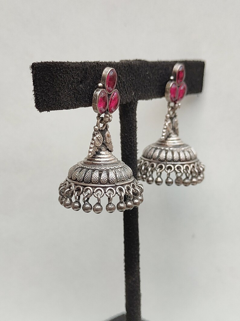 Tribal Jhumka  Earrings Indian Vintage in Solid 92.5 Sterling Silver Handmade Old Silver Earrings