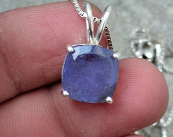 Sterling Silver Tanzanite Pendant: 4.60 Carat Faceted Gemstone