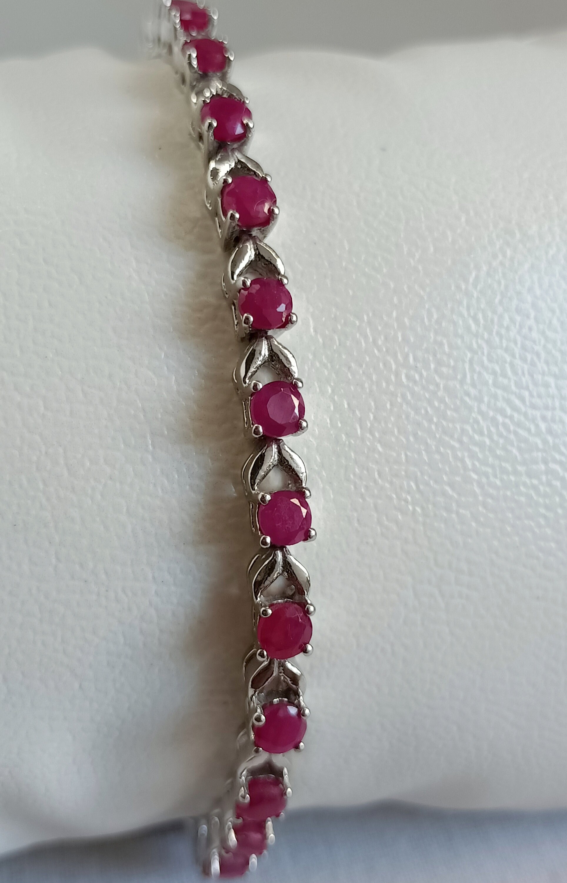 Natural Ruby Bracelet 92.5 Sterling Silver Handmade Round | Etsy